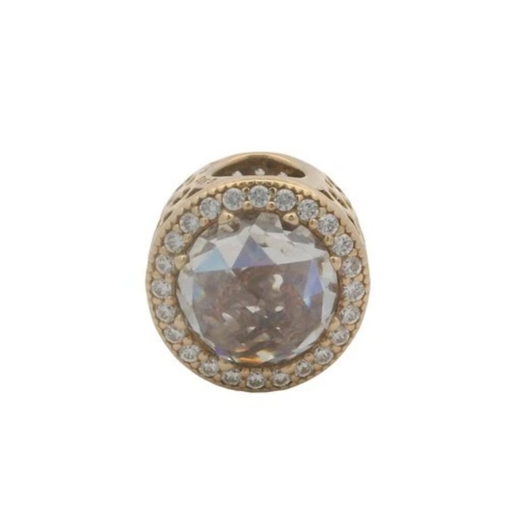 Pandora Solid 14kt Yellow Gold and CZ Radiant Hearts Bead Spacer Charm